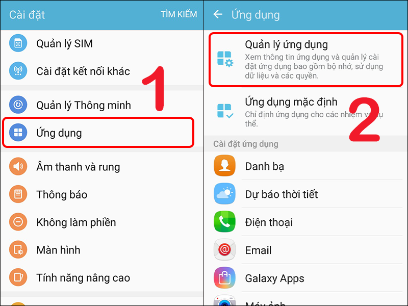 Quản lý ứng dụng điện thoại Android